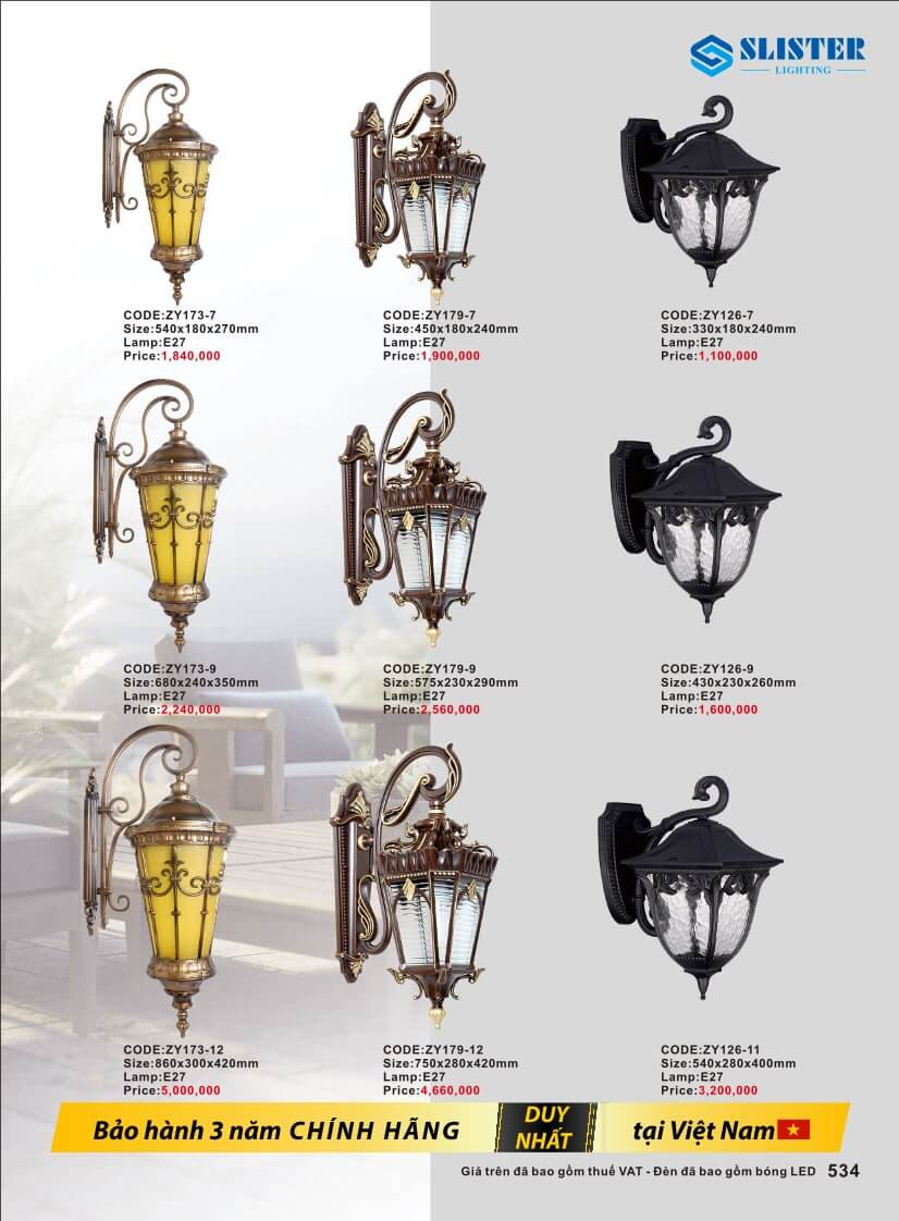 Catalogue đèn trang trí Slister Lighting