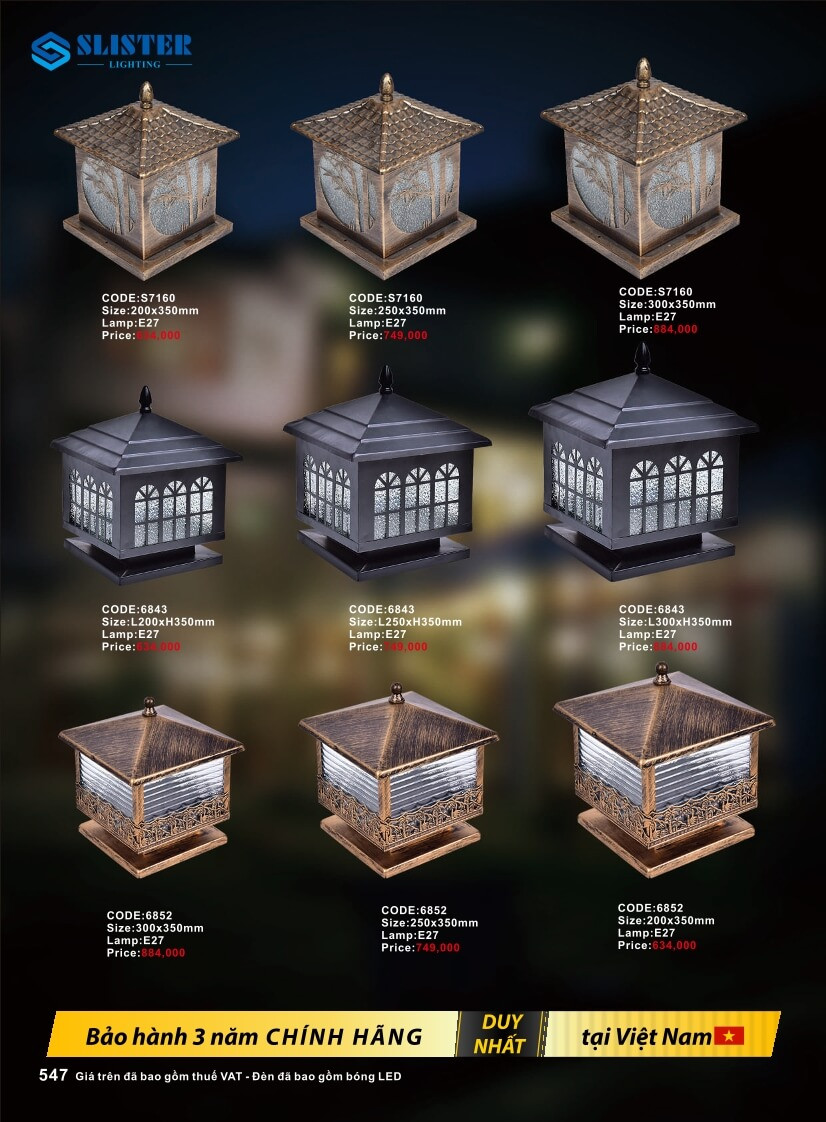 Catalogue đèn trang trí Slister Lighting