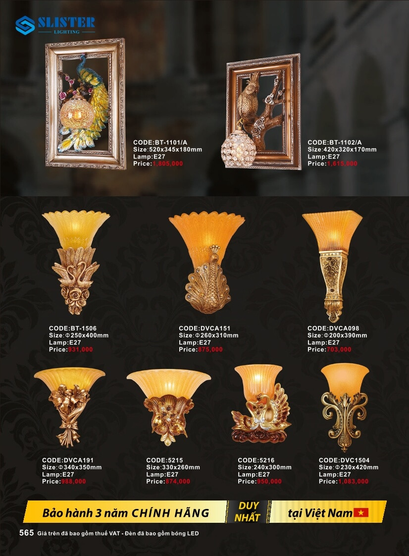 Catalogue đèn trang trí Slister Lighting