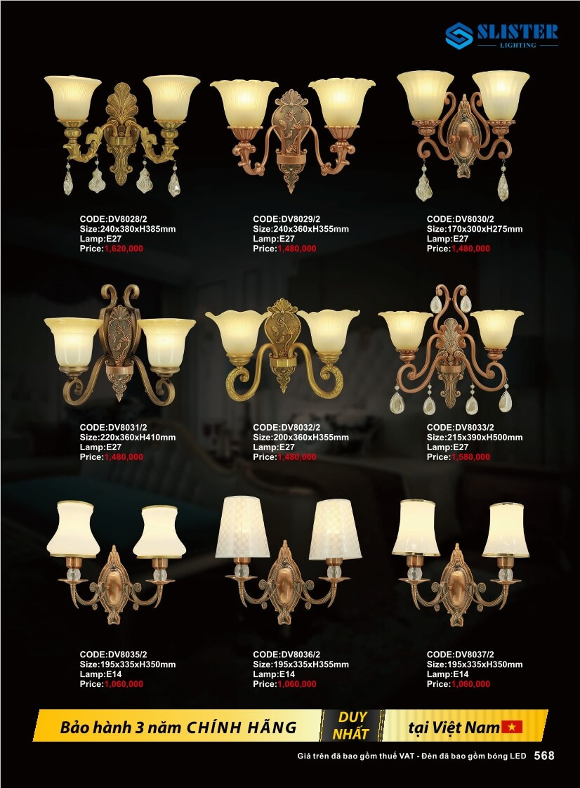 Catalogue đèn trang trí Slister Lighting