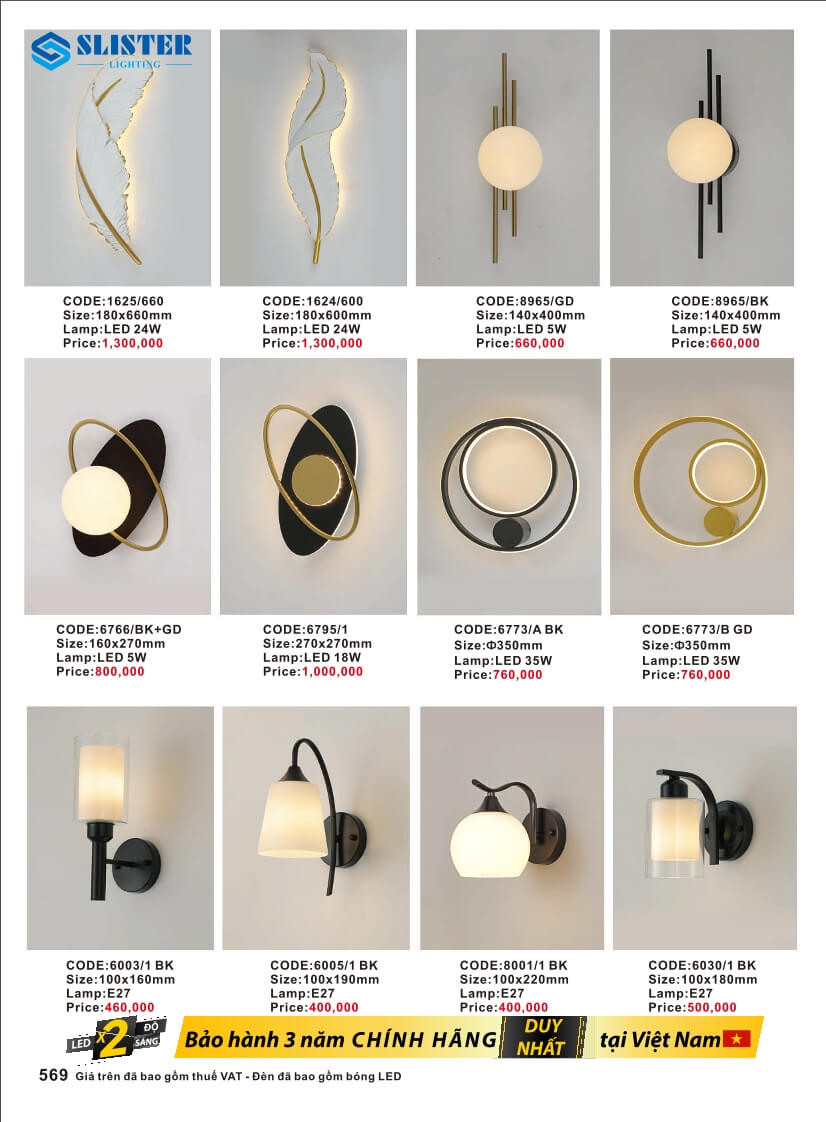 Catalogue đèn trang trí Slister Lighting