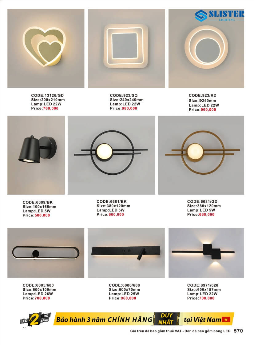 Catalogue đèn trang trí Slister Lighting