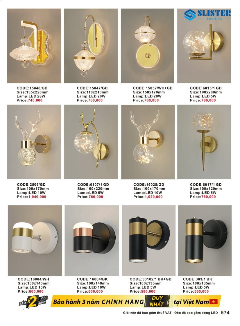 Catalogue đèn trang trí Slister Lighting