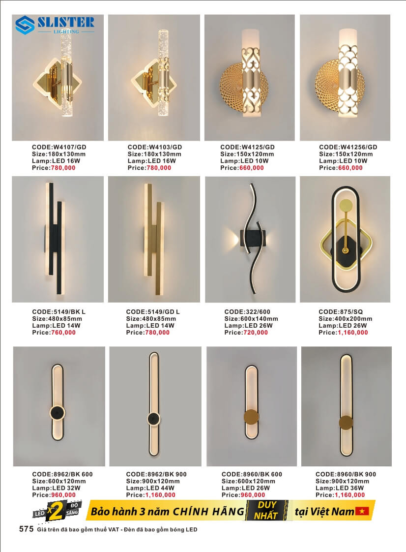 Catalogue đèn trang trí Slister Lighting