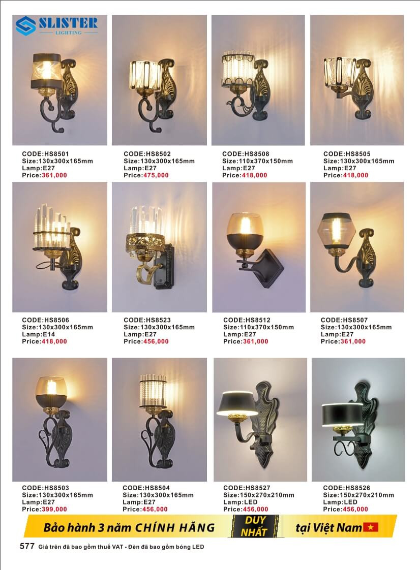 Catalogue đèn trang trí Slister Lighting