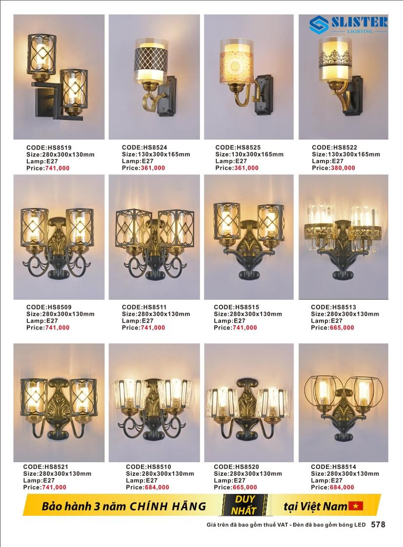 Catalogue đèn trang trí Slister Lighting