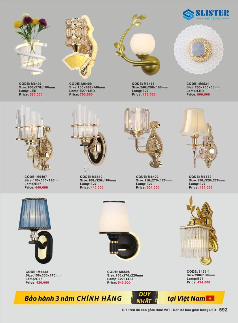 Catalogue đèn trang trí Slister Lighting