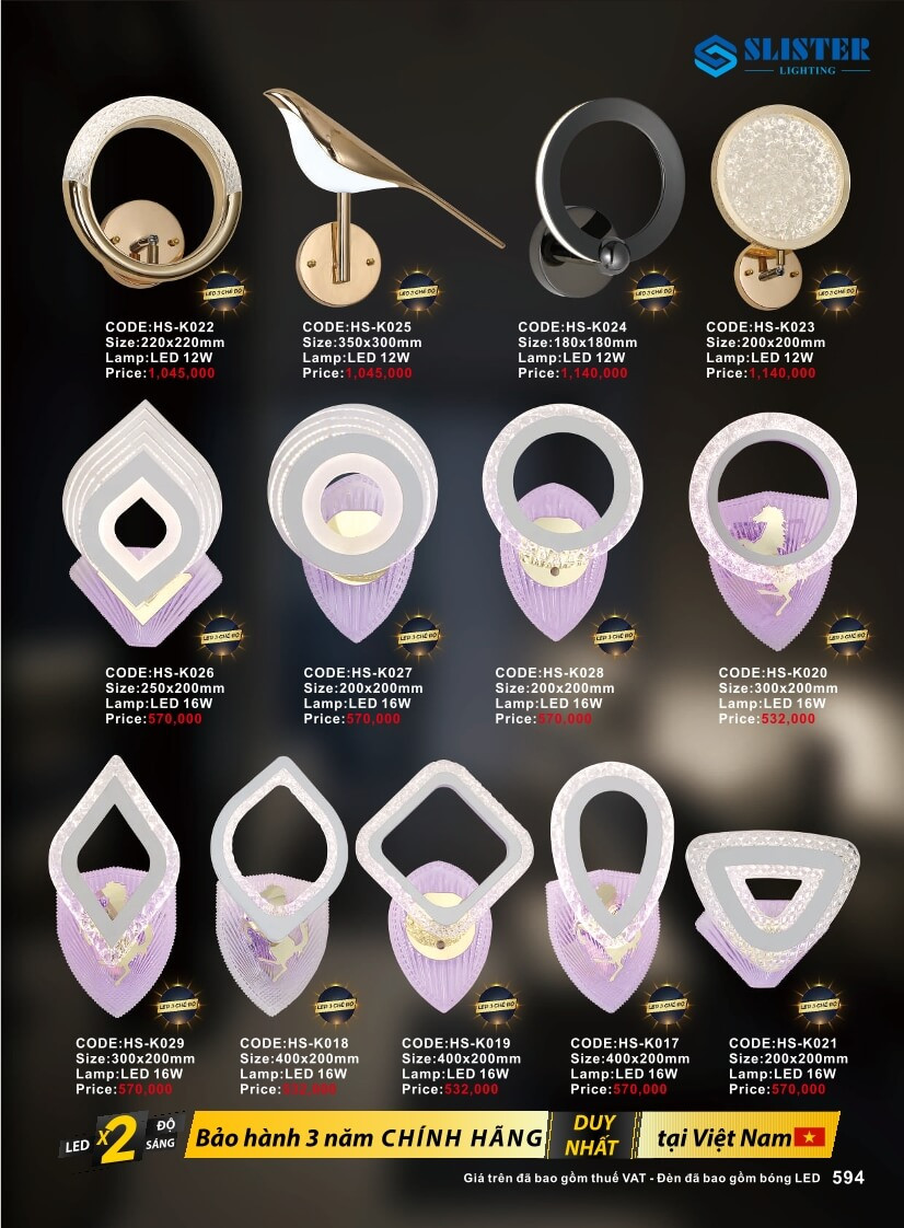 Catalogue đèn trang trí Slister Lighting