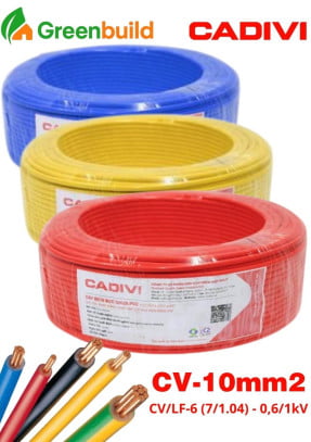 Dây cáp điện Cadivi CV-10 màu đỏ / vàng / xanh