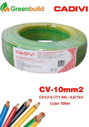 Dây cáp điện Cadivi CV-10 màu vàng-xanh (E)