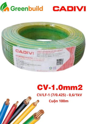 Dây cáp điện Cadivi CV1.0 màu vàng-xanh (E)