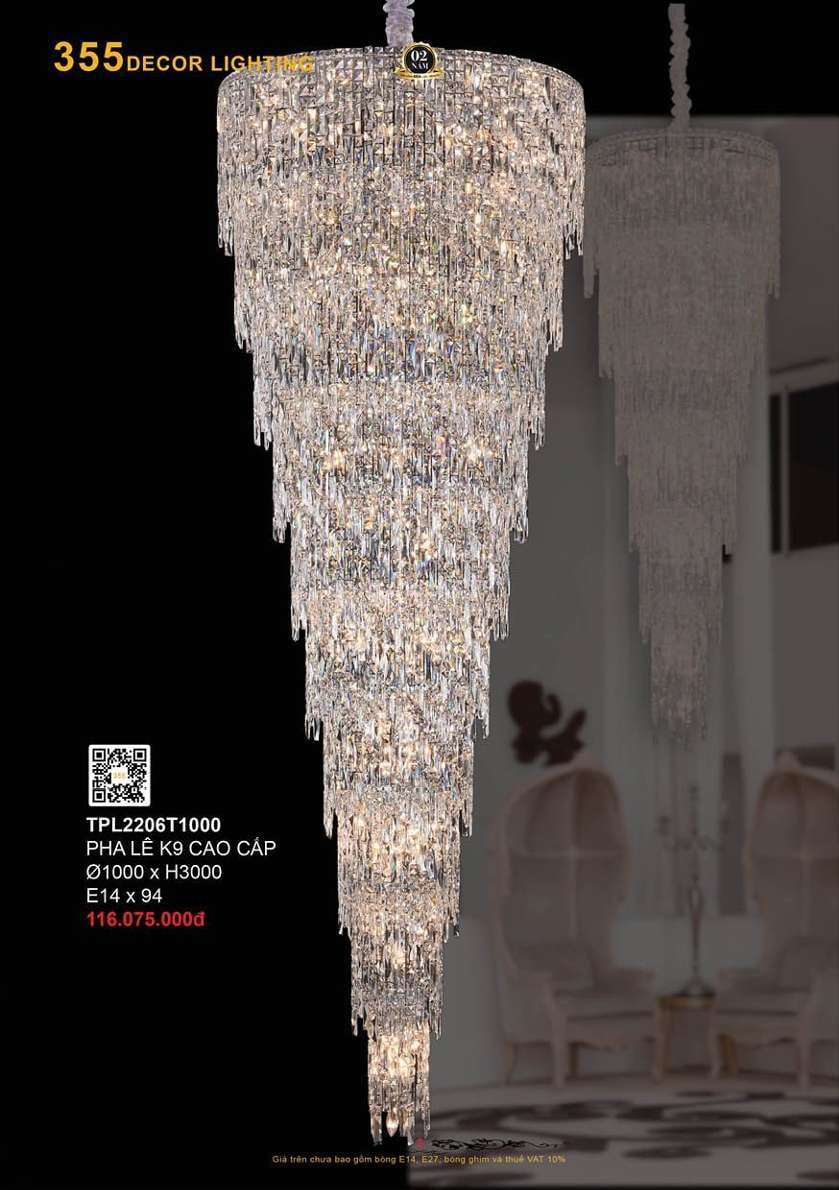Đèn thả pha lê 355 Decor TPL2206T1000