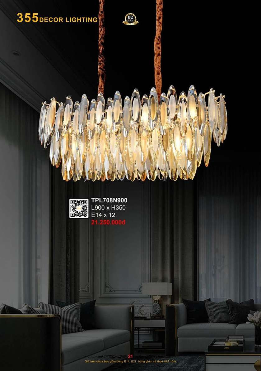 Đèn thả pha lê 355 Decor TPL708N900