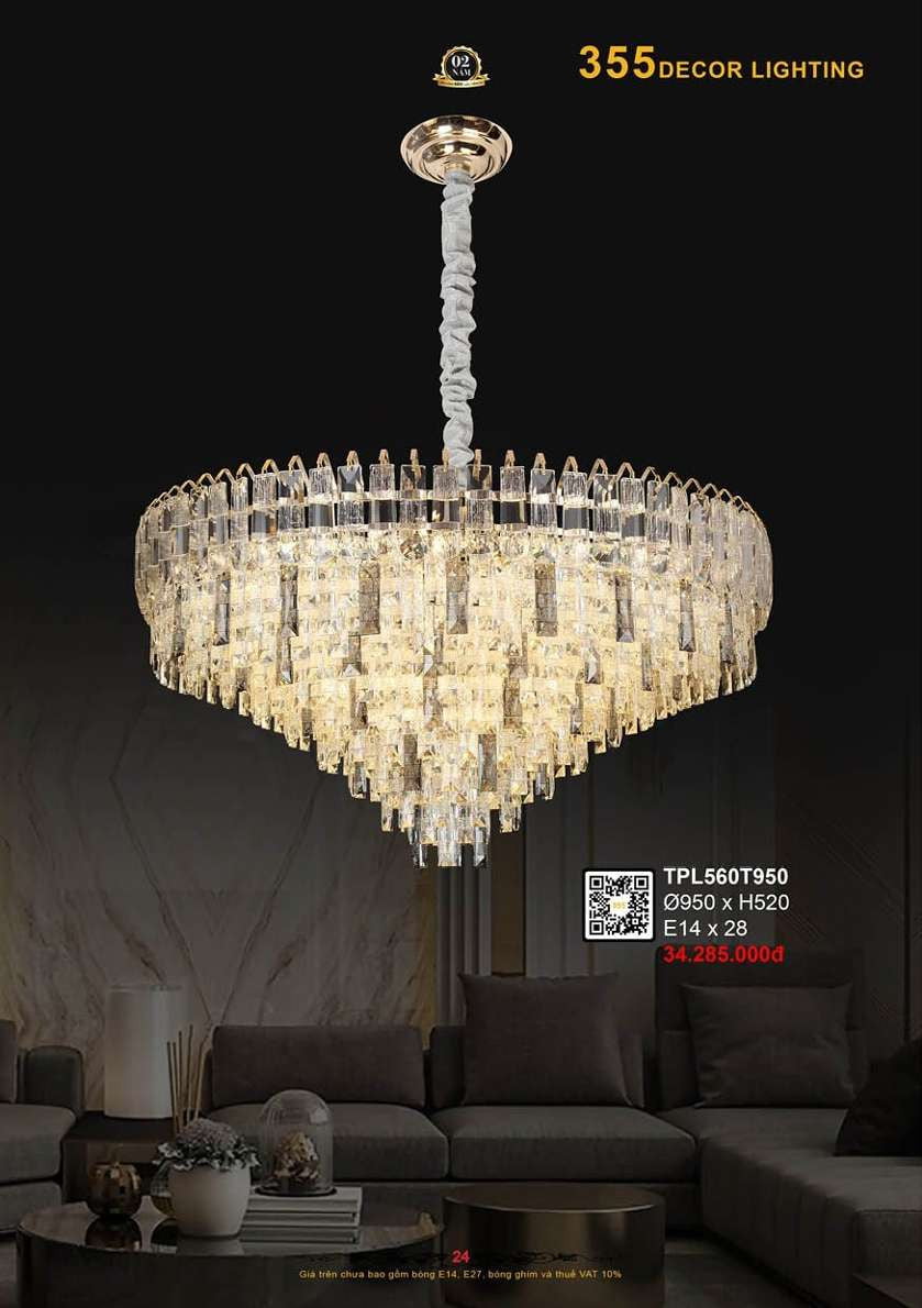 Đèn thả pha lê 355 Decor TPL560T950