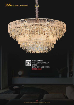 Đèn thả pha lê 355 Decor TPL326T1000