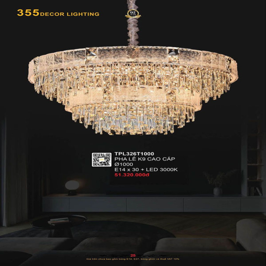 Đèn thả pha lê 355 Decor TPL326T1000