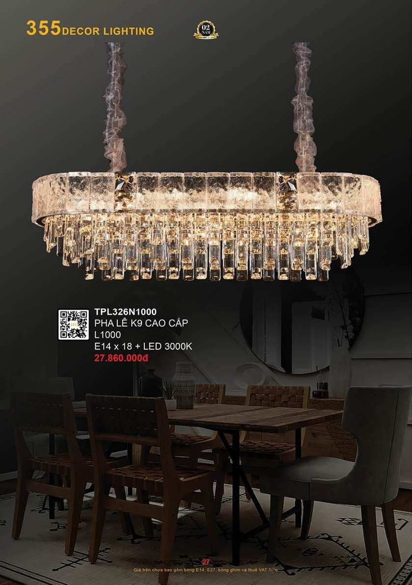 Đèn thả pha lê 355 Decor TPL326N1000