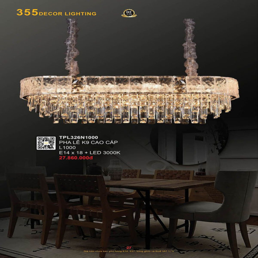 Đèn thả pha lê 355 Decor TPL326N1000