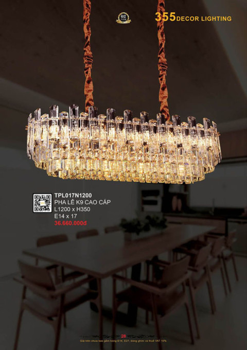 Đèn thả pha lê 355 Decor TPL017N1200