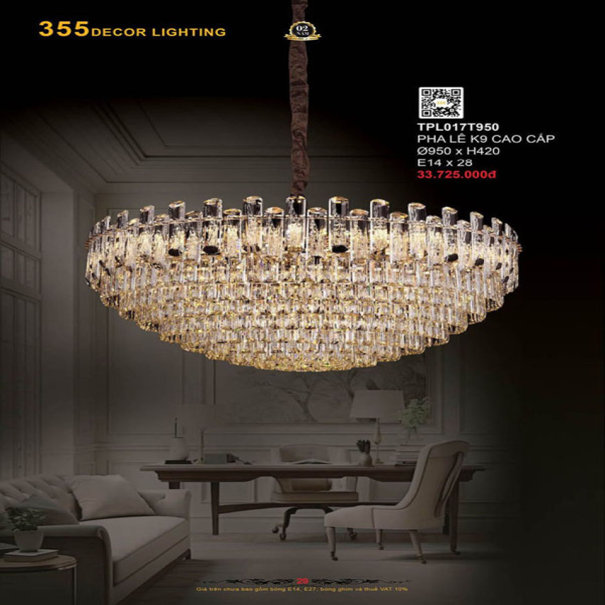 Đèn thả pha lê 355 Decor TPL017T950