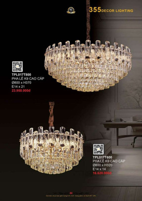 Đèn thả pha lê 355 Decor TPL017T600, TPL017T800