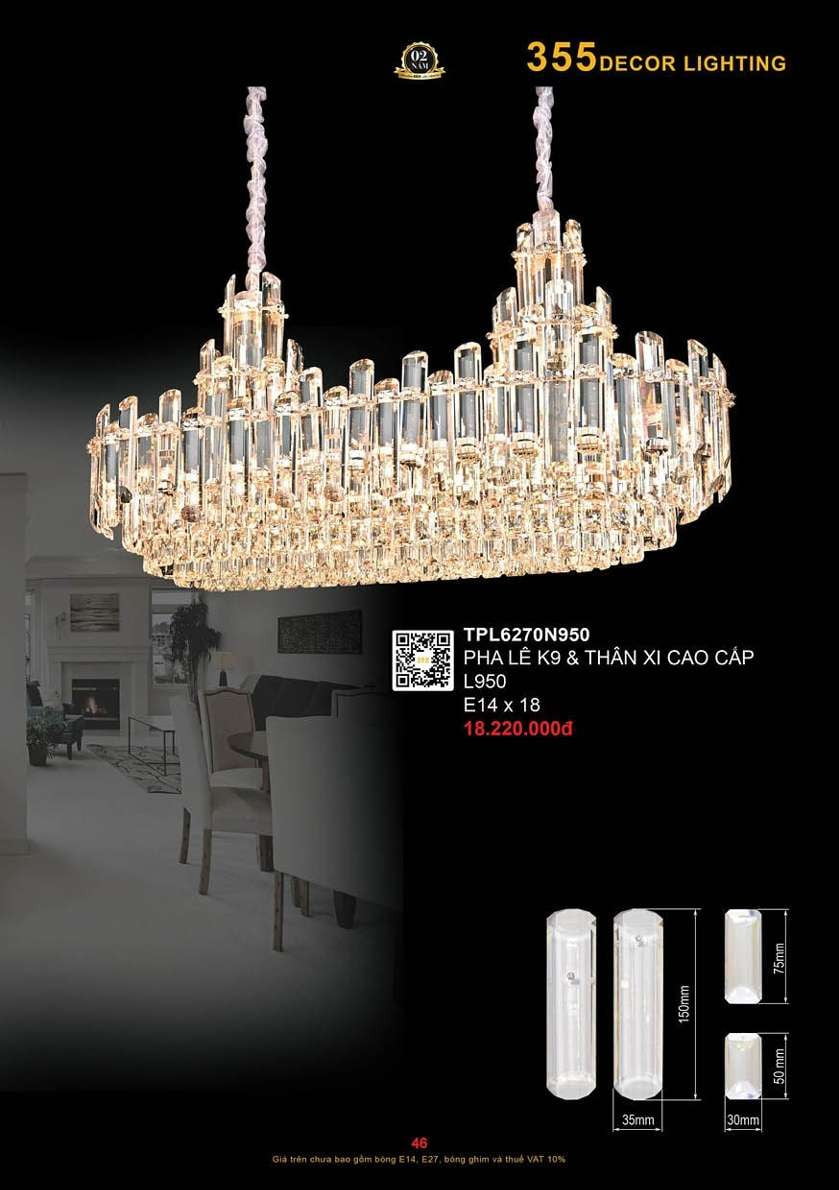 Đèn thả pha lê 355 Decor TPL6270N950