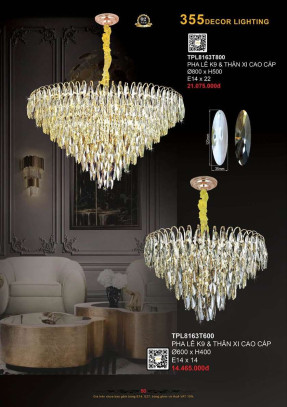 Đèn thả pha lê 355 Decor TPL8163T600, TPL8163T800