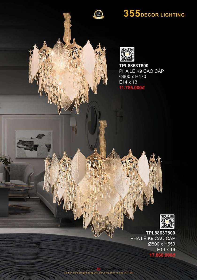 Đèn thả pha lê 355 Decor TPL8863T600, TPL8863T800