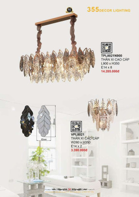 Đèn thả pha lê 355 Decor TPL8021N900, VPL8021