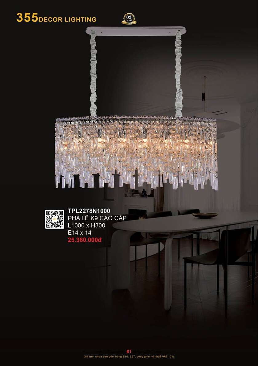 Đèn thả pha lê 355 Decor TPL2278N1000