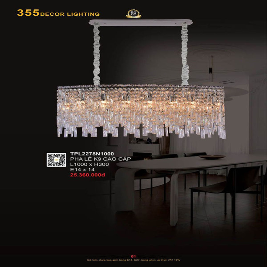 Đèn thả pha lê 355 Decor TPL2278N1000