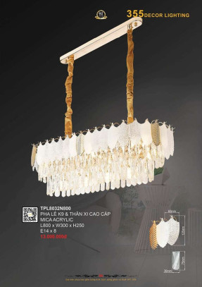 Đèn thả pha lê 355 Decor TPL8032N800