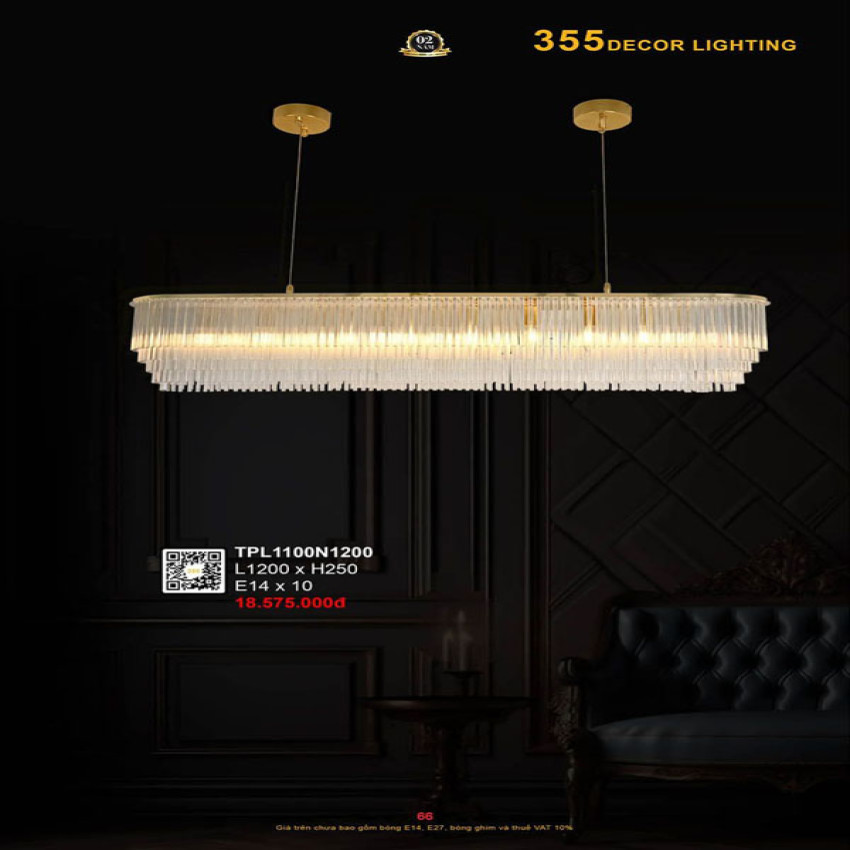 Đèn thả pha lê 355 Decor TPL1100N1200