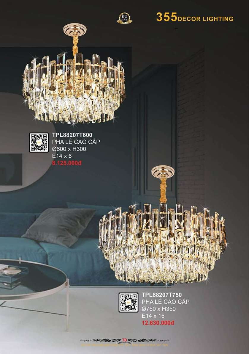 Đèn thả pha lê 355 Decor TPL88207T600, TPL88207T750