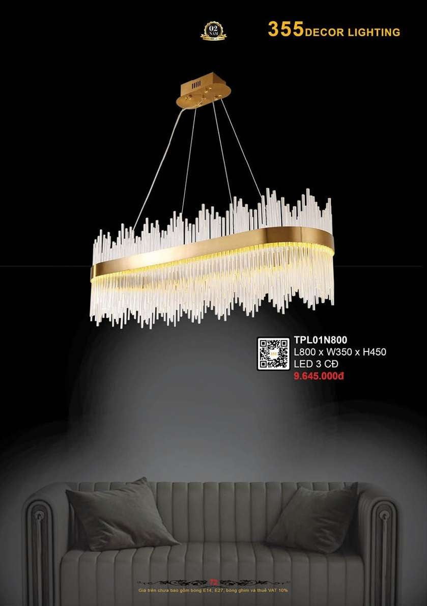 Đèn thả pha lê 355 Decor TPL01N800