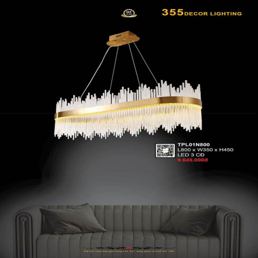Đèn thả pha lê 355 Decor TPL01N800