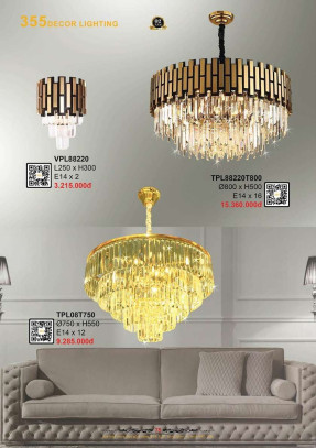 Đèn thả pha lê 355 Decor TPL08T750, TPL88220T800, VPL88220