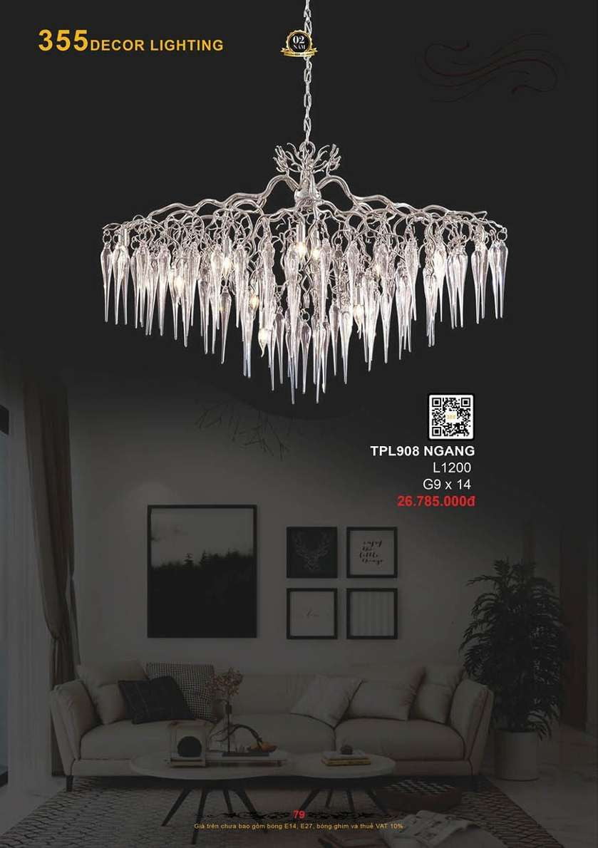 Đèn thả pha lê 355 Decor TPL908 NGANG
