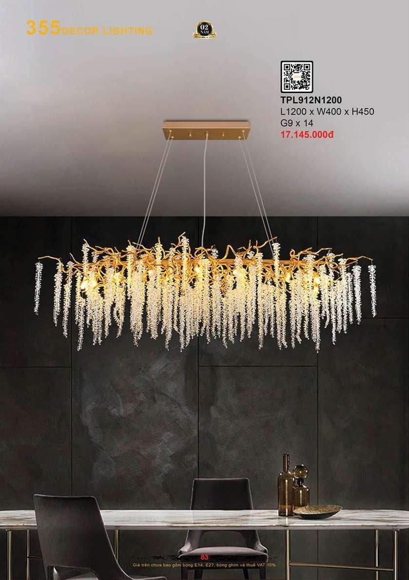 Đèn thả pha lê 355 Decor TPL912N1200