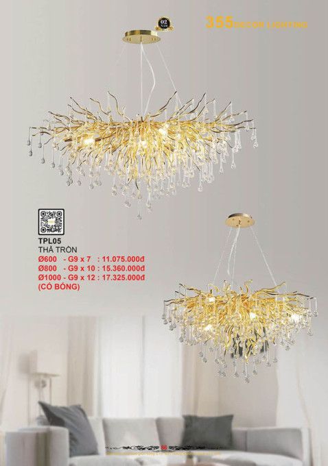 Đèn thả pha lê 355 Decor TPL05