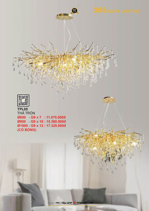 Đèn thả pha lê 355 Decor TPL05