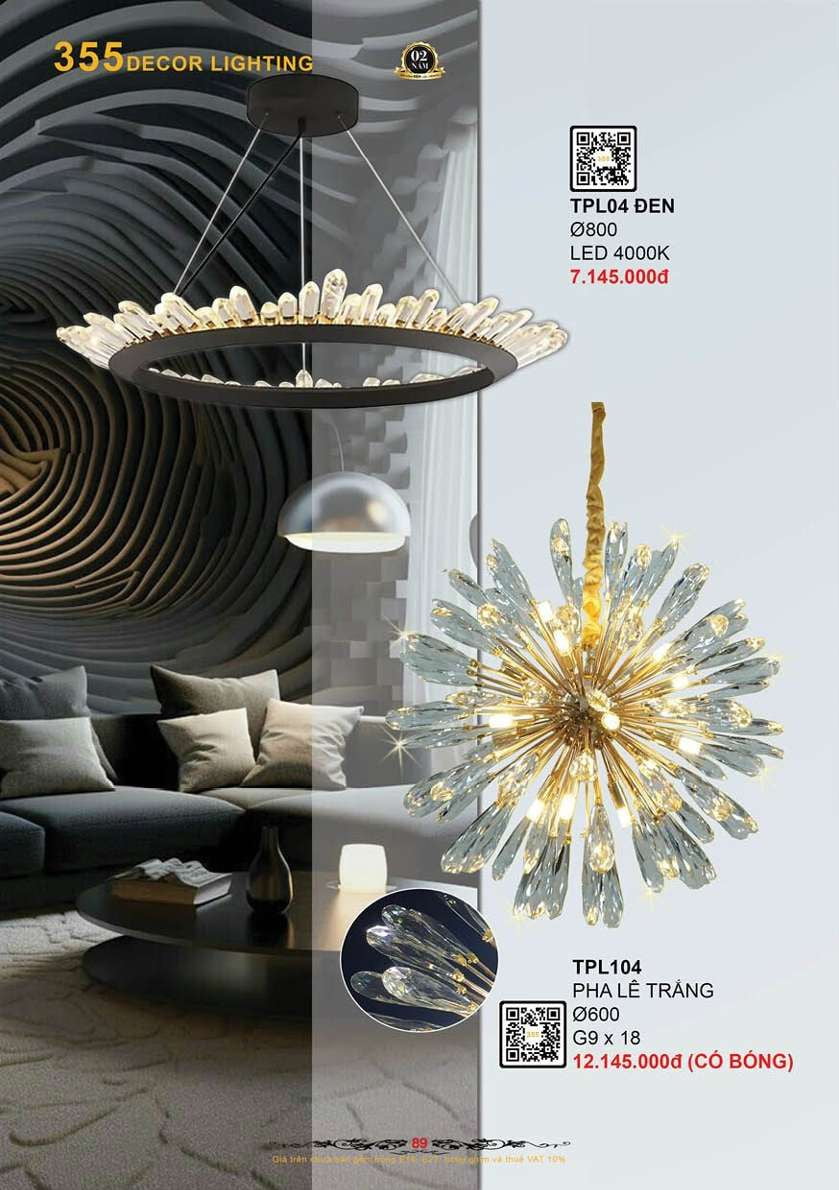 Đèn thả pha lê 355 Decor TPL04, TPL104