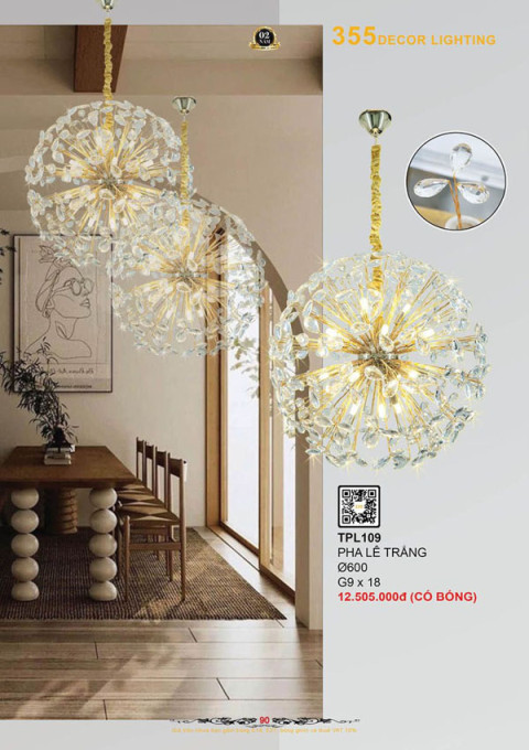Đèn thả pha lê 355 Decor TPL109