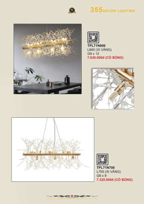 Đèn thả pha lê 355 Decor TPL71N700, TPL71N900