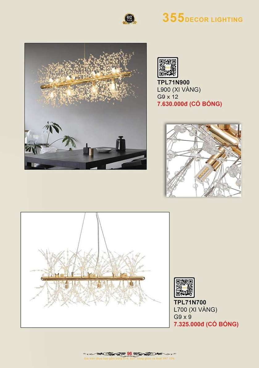 Đèn thả pha lê 355 Decor TPL71N700, TPL71N900