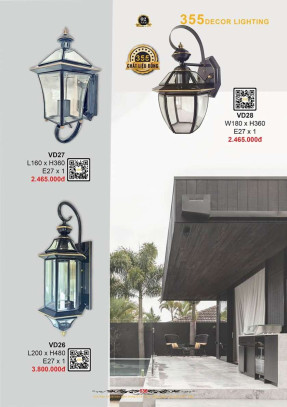 Đèn treo tường đồng 355 Decor VD26, VD27, VD28