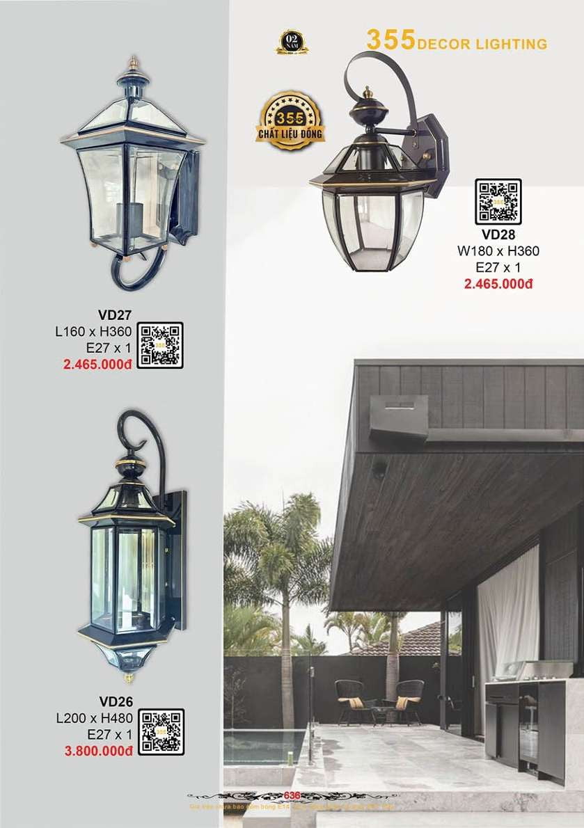 Đèn treo tường đồng 355 Decor VD26, VD27, VD28