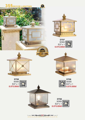Đèn trụ cổng đồng 355 Decor DT05, DT06, DT07, DT08