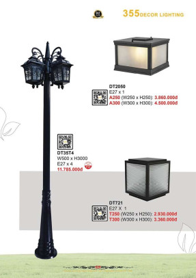 Đèn trụ 355 Decor DT2050, DT35T4, DT271