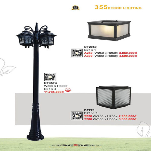 Đèn trụ 355 Decor DT2050, DT35T4, DT271